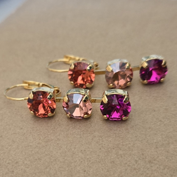 Austrian Crystal Earrings in Gold Plate - Picture 6 of 10